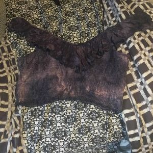 Off the shoulder crop top bleached purple